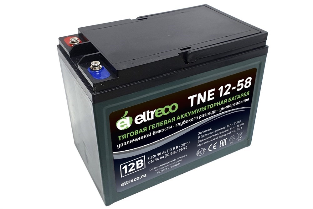 Eltreco TNE12-58 (12V52A/H C3) - гелевый тяговый аккумулятор - 11 490 .